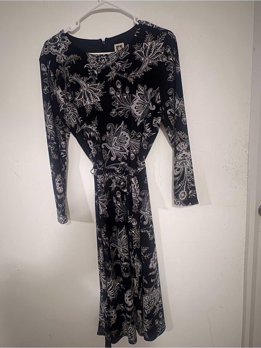 Anne Klein Black and White Paisley Midi Dress